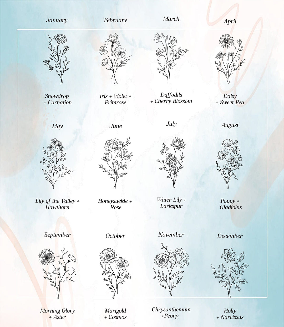 Birth Flower Christmas Gift Personalized Birthday Tumbler