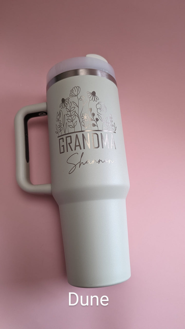 Custom NANA Tumbler with Grandkids' Names | Personalized Floral Travel Mug | Gift for Grandma, Nana, Mimi, Gigi | Mother’s Day Gift