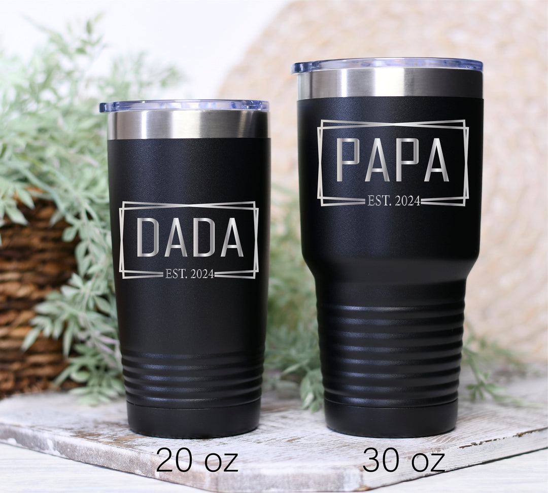 Personalized pregnancy reveal gift for grandma grandpa with Est year Dad tumbler with Est year Father's day gift for new dad New parent Gift