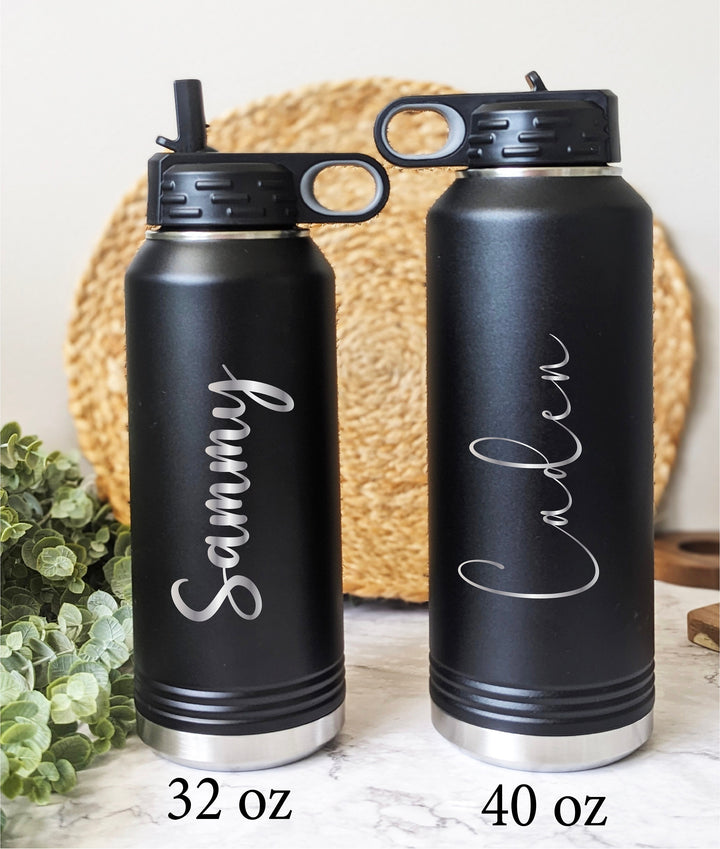 Personalized Kids Water Bottle with Straw Custom Stainless Steel