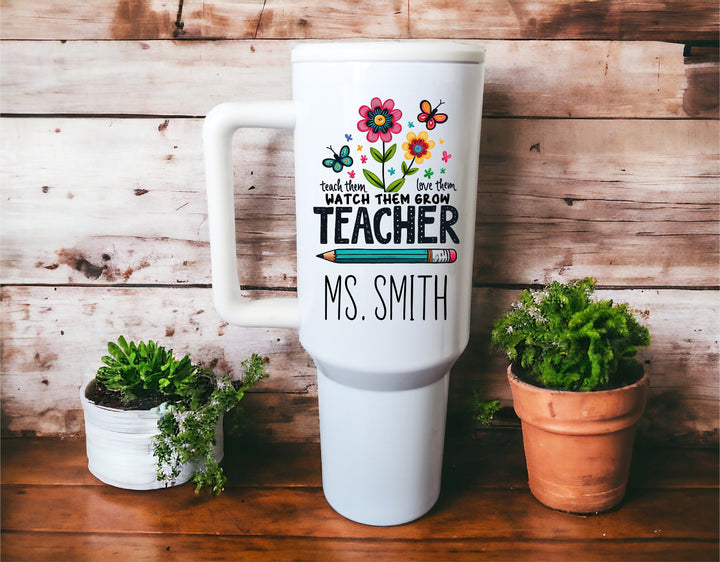 Custom Floral Teacher Gift Personalized Tumbler 40 oz