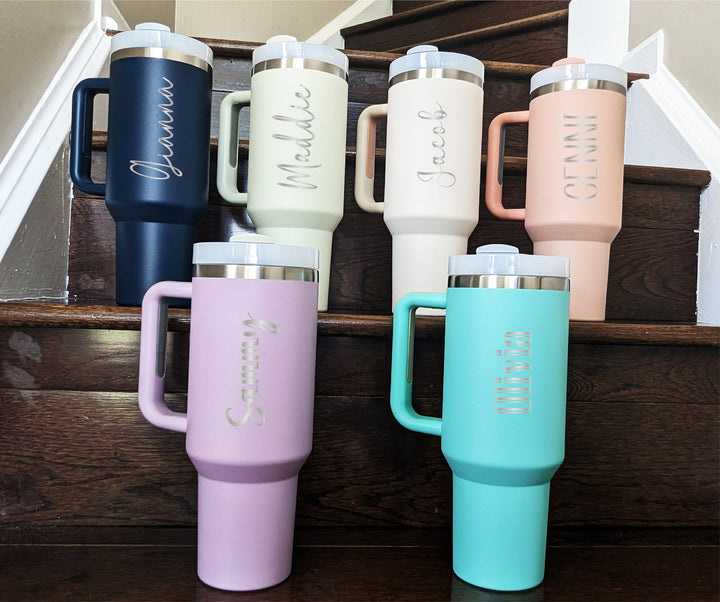 Engraved Personalized Tumbler 40oz Handle Gift for Friends