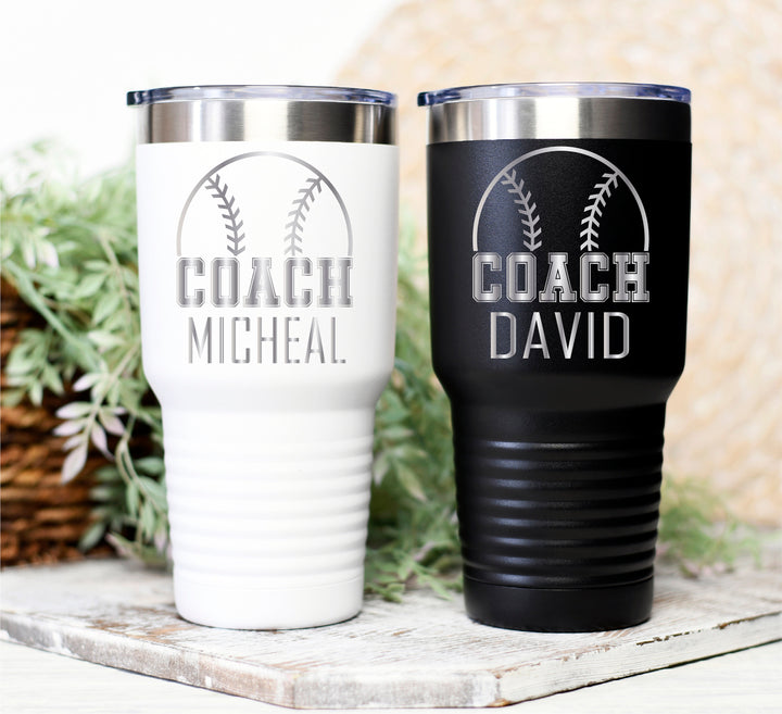 Personalized Baseball Coach Tumbler with Name Gift Ideas