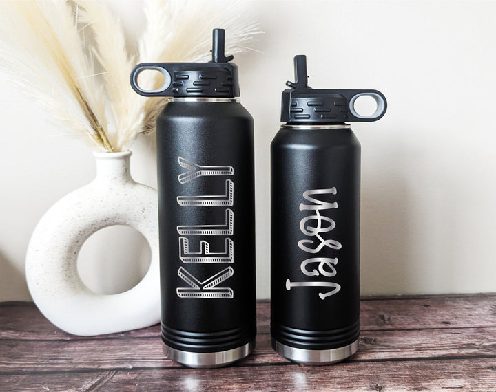 Personalized Kids Water Bottle with Straw Custom Stainless Steel