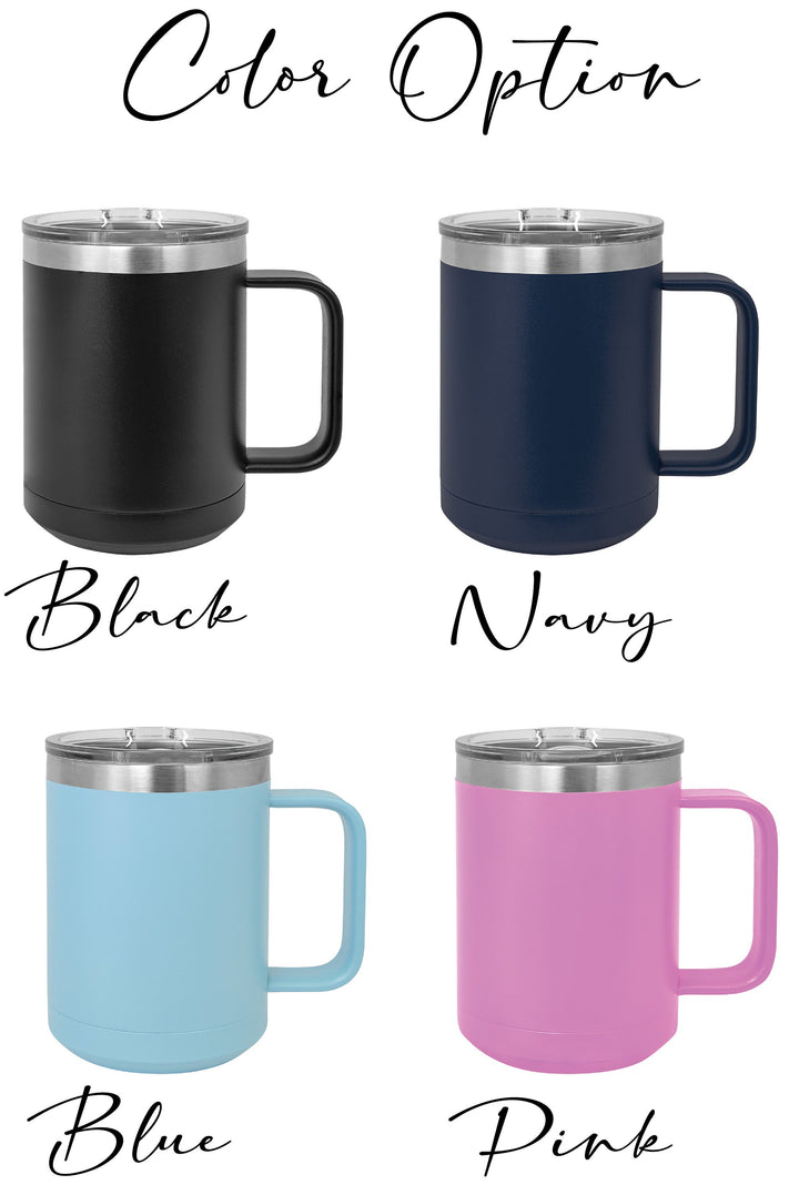 Personalized Insulated Coffee Mug with Lid 15oz Custom Name