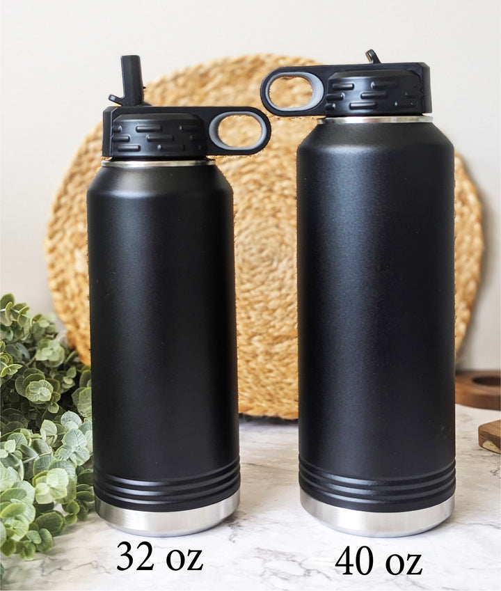 Custom Sports Water Bottle with Straw, Baseball Team Gift