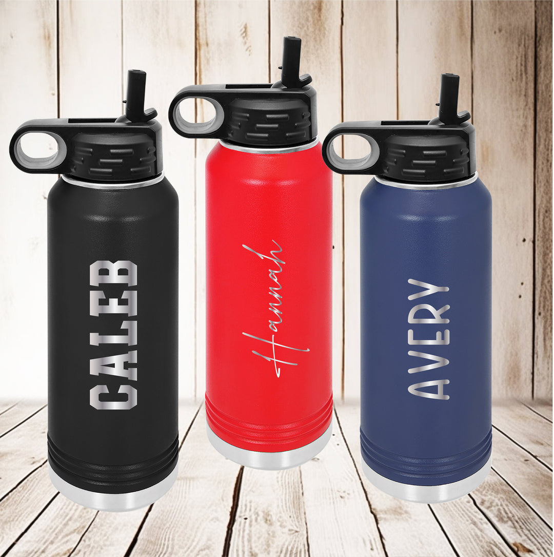 Personalized Stainless Steel Water Bottle With Straw Kids