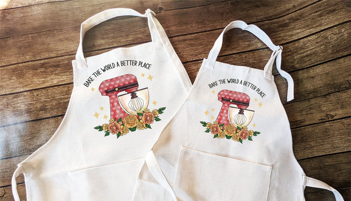 Floral Baking Apron with Pocket, Birthday Gift