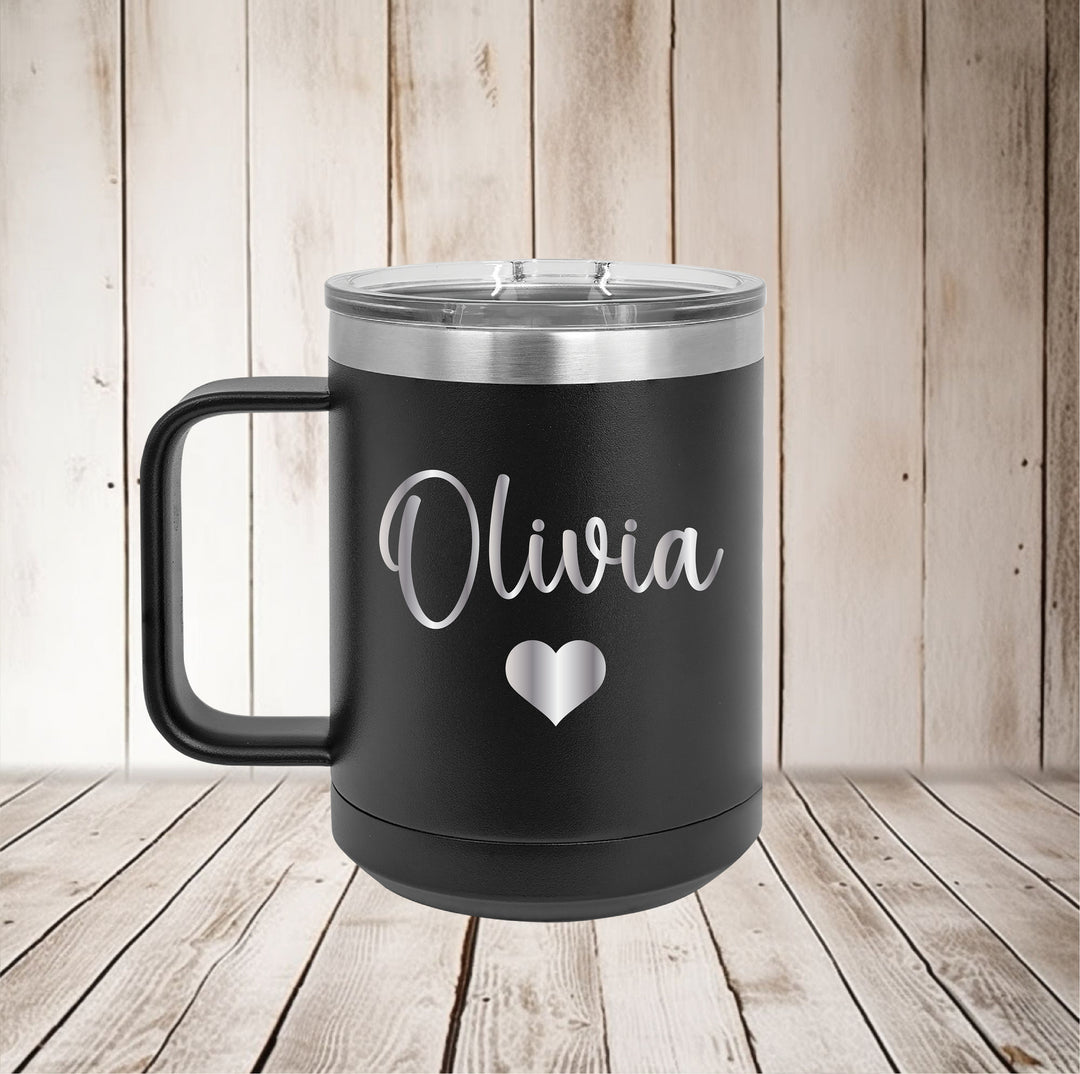 Personalized Insulated Coffee Mug with Lid 15oz Custom Name