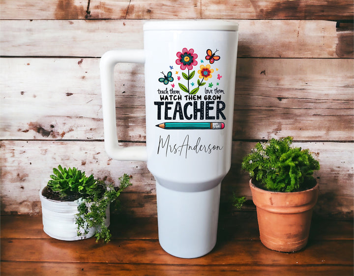 Custom Floral Teacher Gift Personalized Tumbler 40 oz