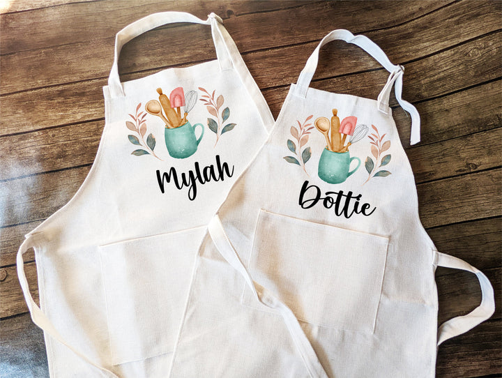 Personalized apron for kids Adult with Pocket | Mom daughter matching baking apron | kids birthday gift | Baking Apron |Custom Cooking Apron