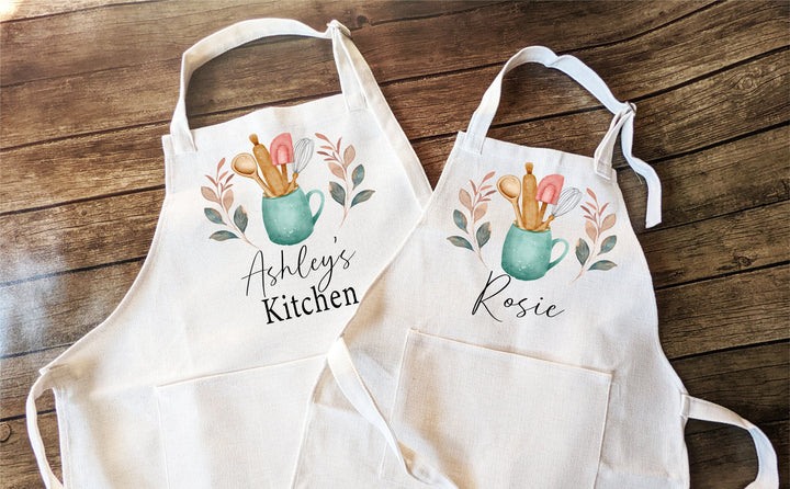 Personalized apron for kids Adult with Pocket | Mom daughter matching baking apron | kids birthday gift | Baking Apron |Custom Cooking Apron