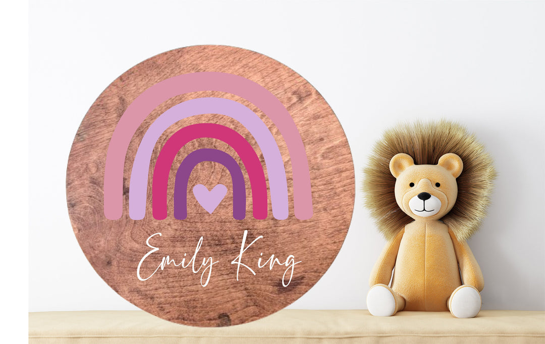 Personalized Name sign nursery sign decor Newborn wood name sign Custom name sign for baby room&nbsp;Round Wood rainbow Name Bedroom Decoration