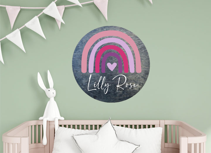 Personalized Name sign nursery sign decor Newborn wood name sign Custom name sign for baby room&nbsp;Round Wood rainbow Name Bedroom Decoration