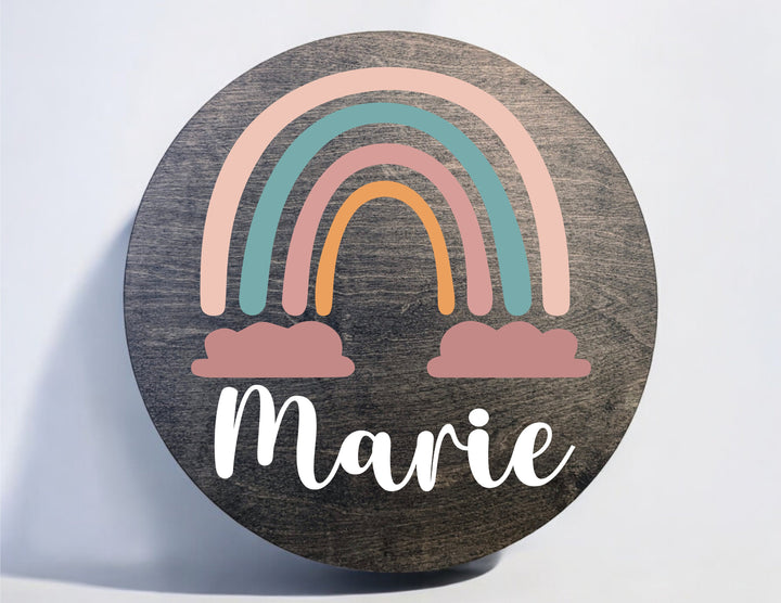 Personalized Name sign nursery sign decor Newborn wood name sign Custom name sign for baby room&nbsp;Round Wood rainbow Name Bedroom Decoration