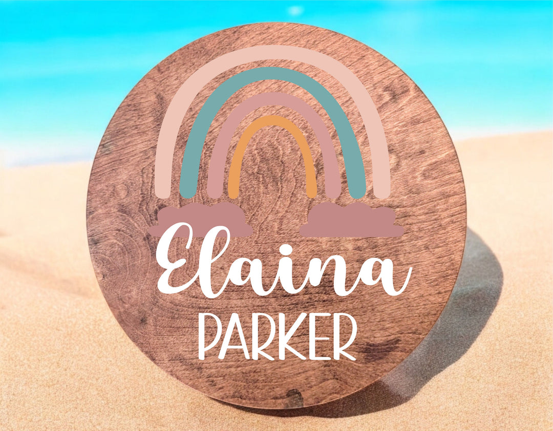 Personalized Name sign nursery sign decor Newborn wood name sign Custom name sign for baby room&nbsp;Round Wood rainbow Name Bedroom Decoration