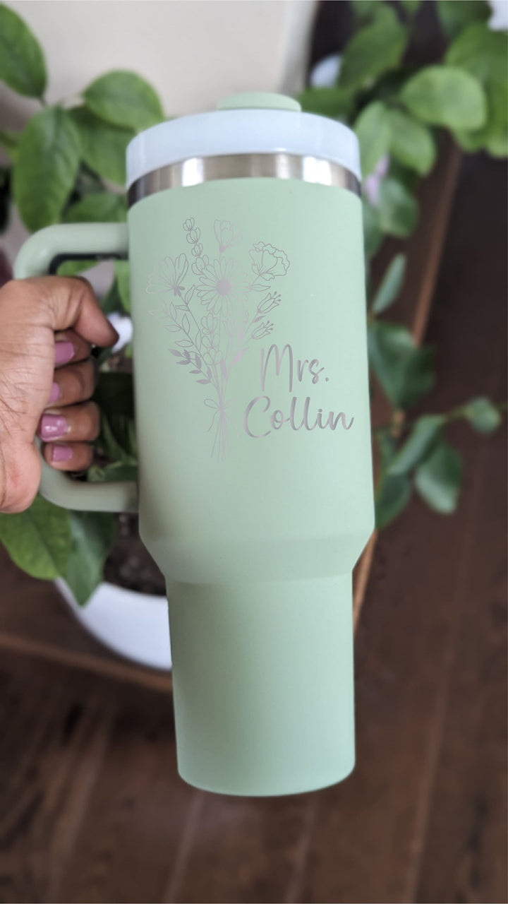 Personalized Mrs Gifts for the bride to be cup with handle 40 oz bride Bridal shower gift Engaged tumbler Gift for Fianc&#233;e anniversary gift