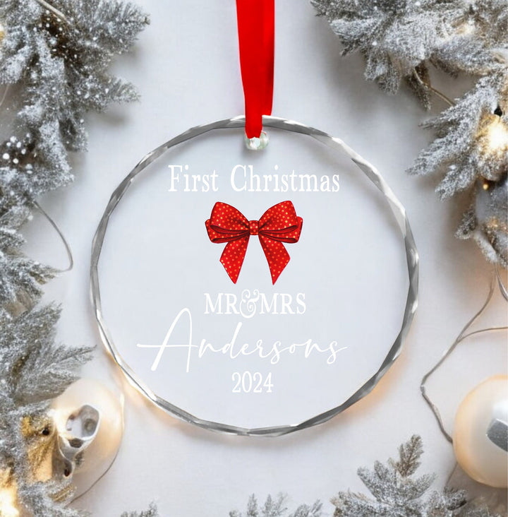 First Christmas Married Glass Ornament Personalized Gift