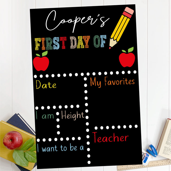 Personalized First Day of School Sign Reusable Back to School Chalkboard name Sign 1st Day of Preschool Custom Kindergarten school Sign