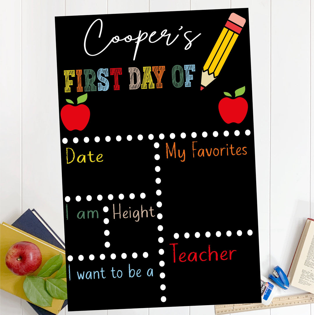 Personalized First Day of School Sign Reusable Back to School Chalkboard name Sign 1st Day of Preschool Custom Kindergarten school Sign