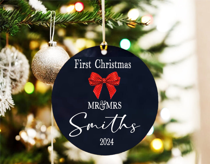Personalized Married Ornament | Mr & Mrs First Christmas Tree