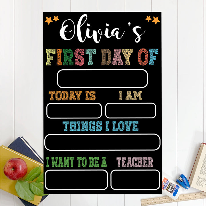 Custom Kindergarten school Sign Personalized First Day of School Sign Reusable Back to School Chalkboard name Sign 1st Day of Preschool