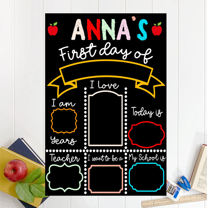 School Sign Personalized First Day Custom first day&nbsp;of School Photo prop Reusable Chalkboard name Sign 1st Day of Preschool back to school