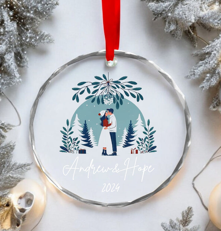 Couple First Christmas married Christmas glass ornament Gift for couple Personalized gift for newly wed gift Ornament from mother in law