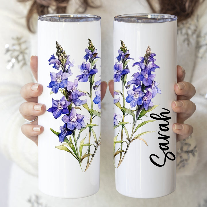 Personalized Birth month flower Cup Bridesmaid gift stainless steel tumbler with lid and straw Birthday&nbsp;Custom Birth flower gift for her