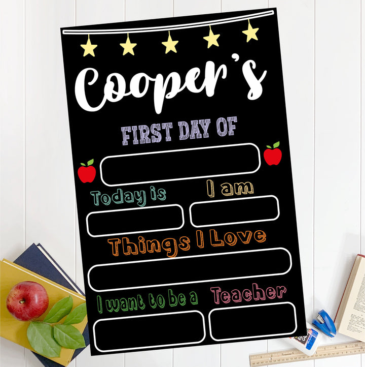 Personalized First Day of School Sign Reusable Back to School Chalkboard name Sign 1st Day of Preschool Custom Kindergarten school Sign