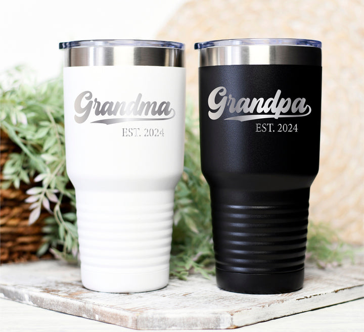 Personalized grandma grandpa cup with Est year Grandpa tumbler with Est year Father day gift for grandpa Grandma Gift pregnancy reveal gift