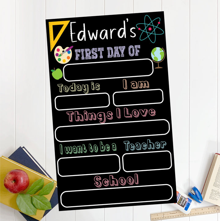 Preschool First Day of School Sign Reusable Back to School Chalkboard name Sign 1st Day of Preschool Custom Kindergarten school Sign