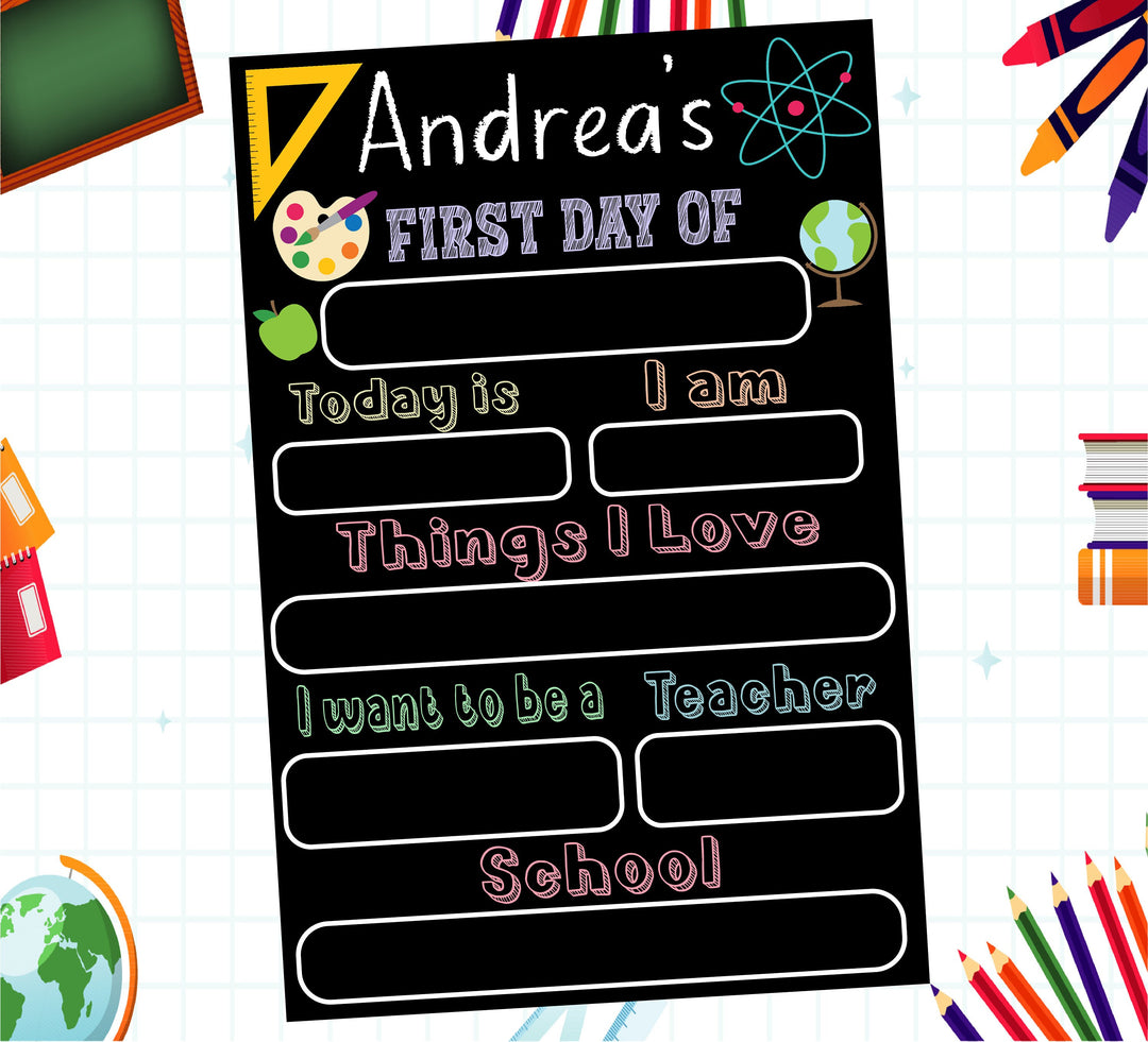 Preschool First Day of School Sign Reusable Back to School