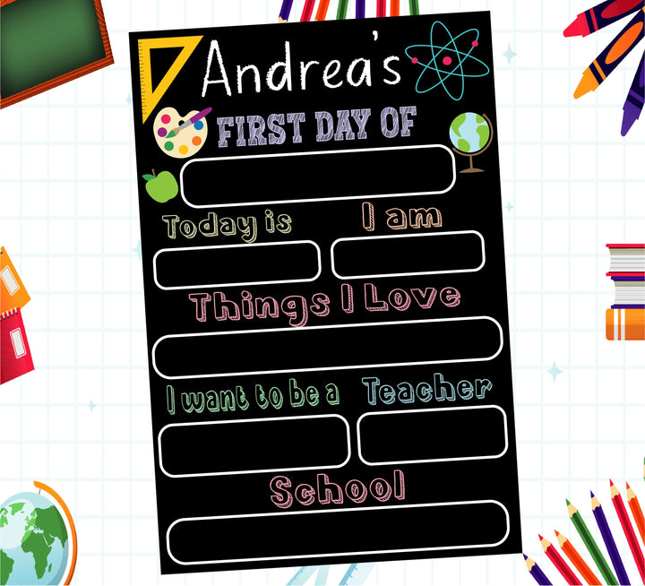 Preschool First Day of School Sign Reusable Back to School