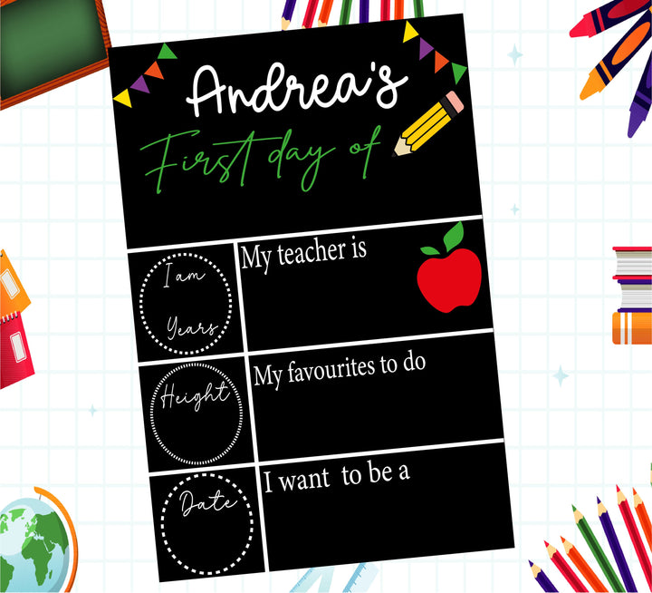 Kindergarten First Day of School Sign Reusable Chalkboard