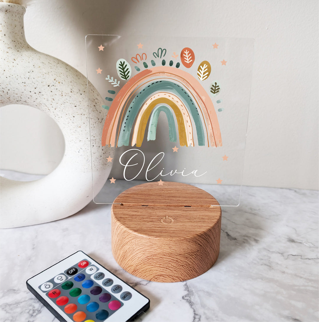 Personalized Kids Night Light | Custom Boho Rainbow LED Light