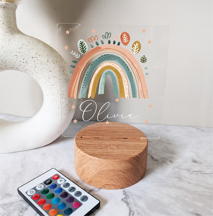 Personalized Kids Night Light | Custom Boho Rainbow LED Light