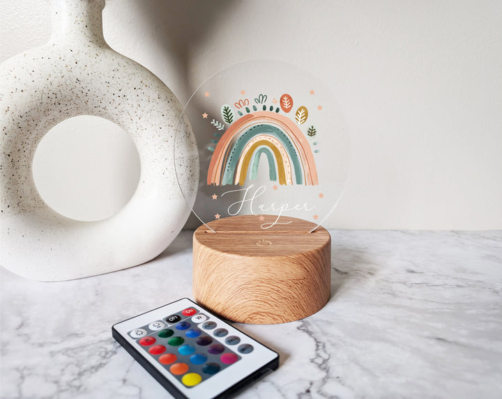 Personalized Kids Night Light | Custom Boho Rainbow LED Light