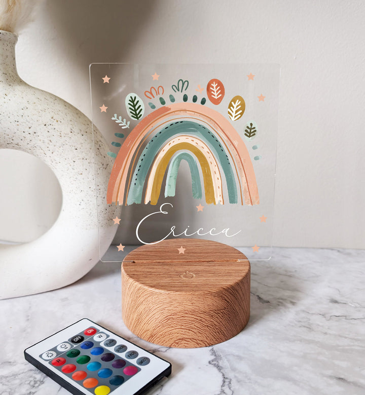 Personalized Kids Night Light 💡 | Custom Boho Rainbow LED Light 🌈 Perfect Nursery Décor & Birthday Gift for Toddlers with Name! 🎁