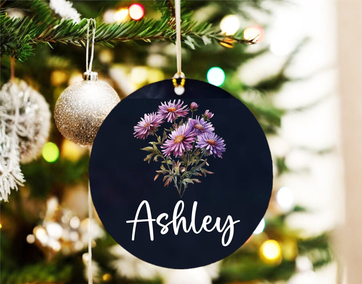 Personalized Birth Month Flower Christmas Ornament 🎄 | Custom Name Holiday Ornament 🌸 Perfect Birth Month Flower Gift for the Season!