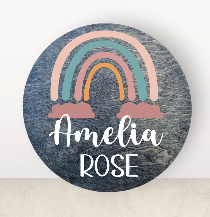 Personalized Name sign nursery sign decor Newborn wood name sign Custom name sign for baby room&nbsp;Round Wood rainbow Name Bedroom Decoration