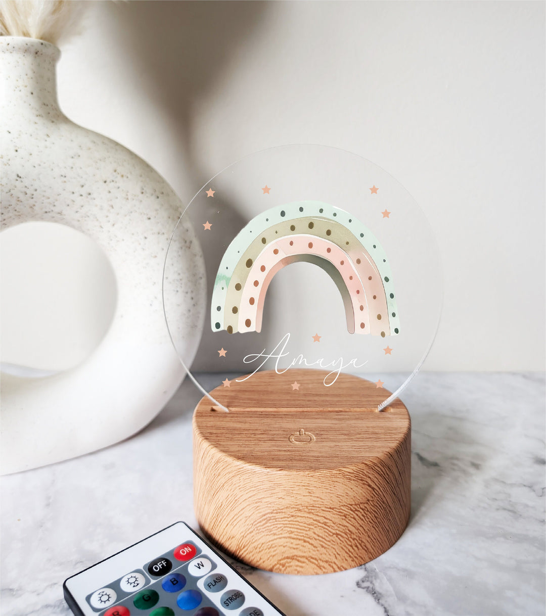 Personalized Rainbow LED Night Light 🌈 | Custom Name Acrylic Light with Stand 💡 Perfect Nursery Room Décor & Gift for Kids! 🎁