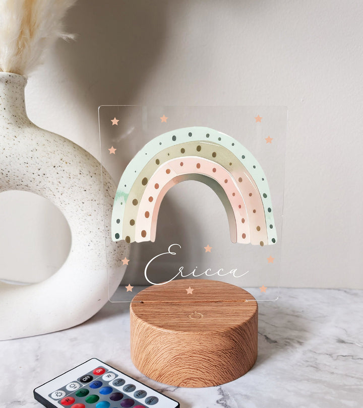 Personalized Rainbow LED Night Light 🌈 | Custom Name Acrylic Light with Stand 💡 Perfect Nursery Room Décor & Gift for Kids! 🎁