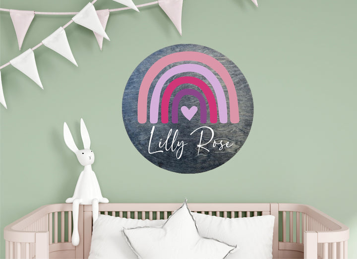 Personalized Name sign nursery sign decor Newborn wood name sign Custom name sign for baby room Round Wood rainbow Name Bedroom Decoration