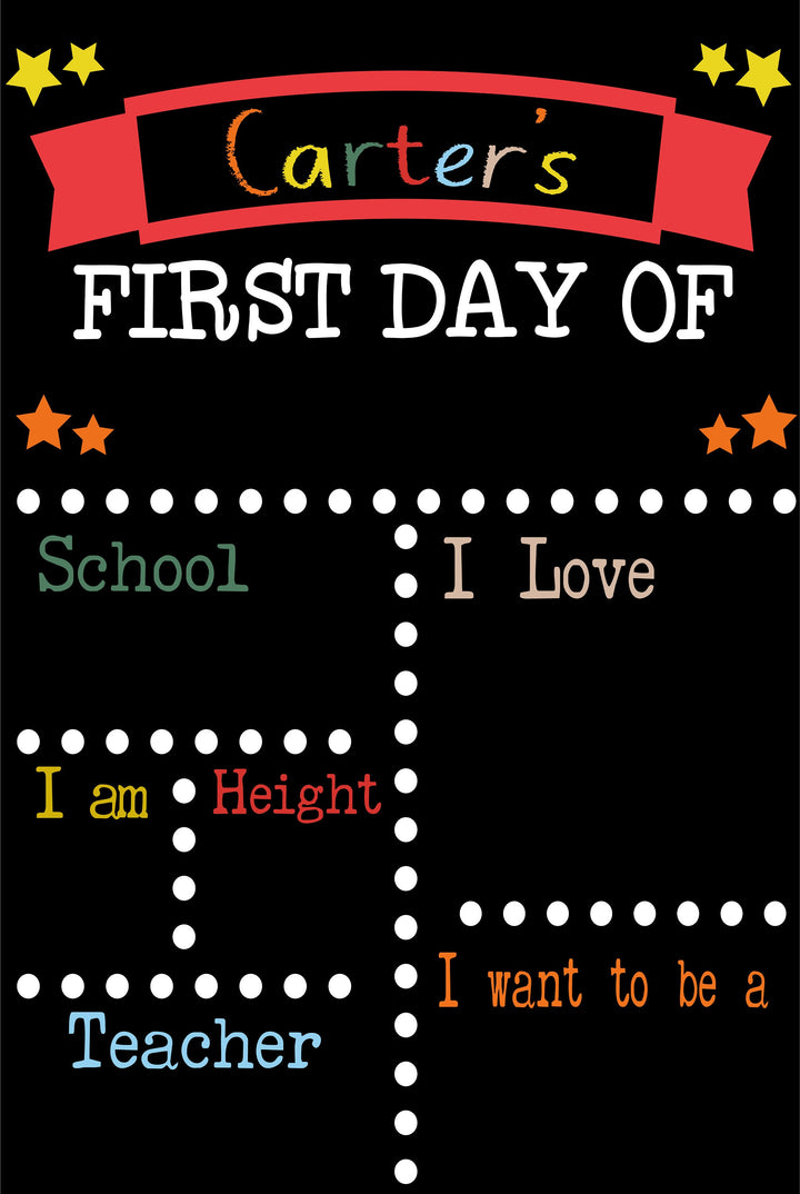 First Day of School Sign Personalized Reusable Chalkboard