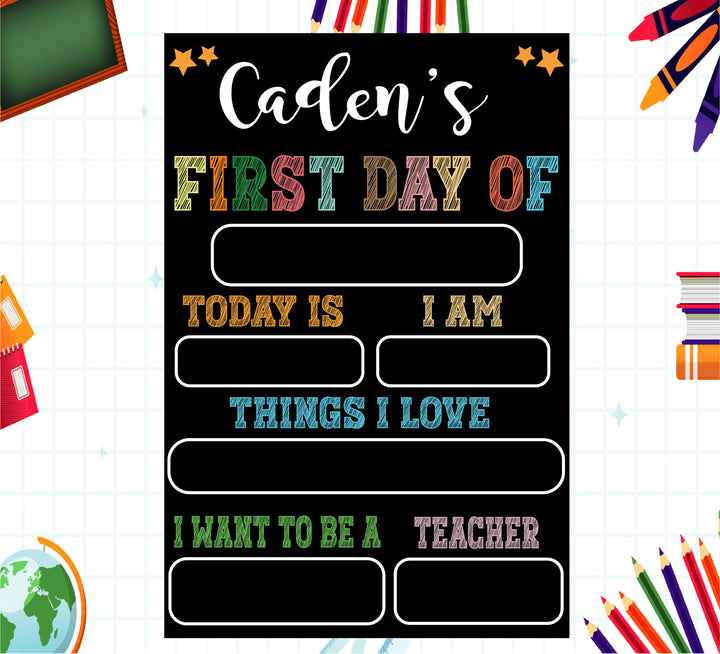 Personalized First Day of School Sign - Kindergarten