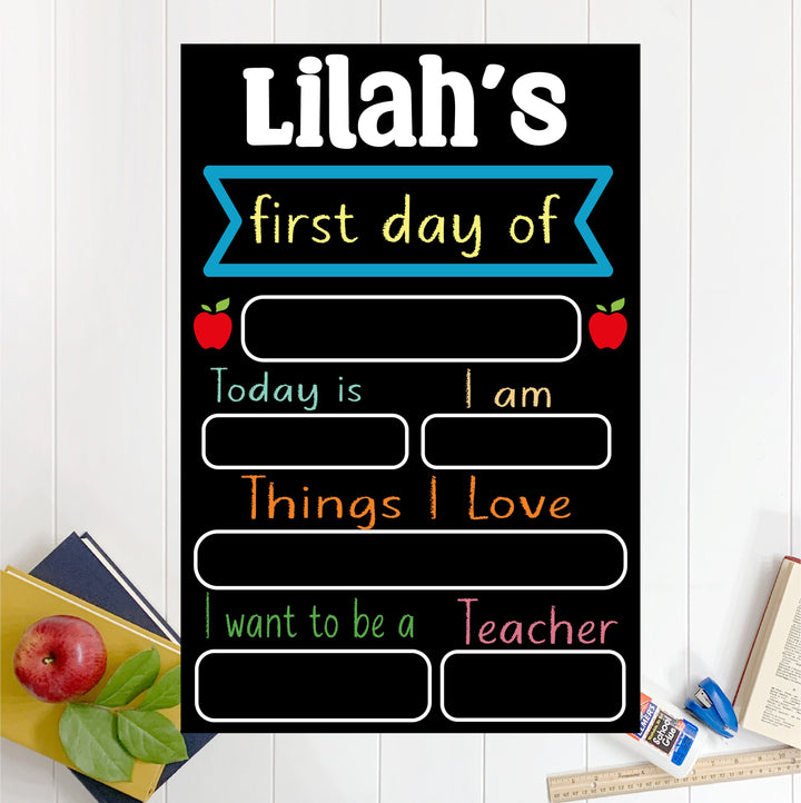 Custom first day&nbsp;school Sign Personalized First Day of School Sign Reusable Chalkboard name Sign 1st Day of Preschool back to school