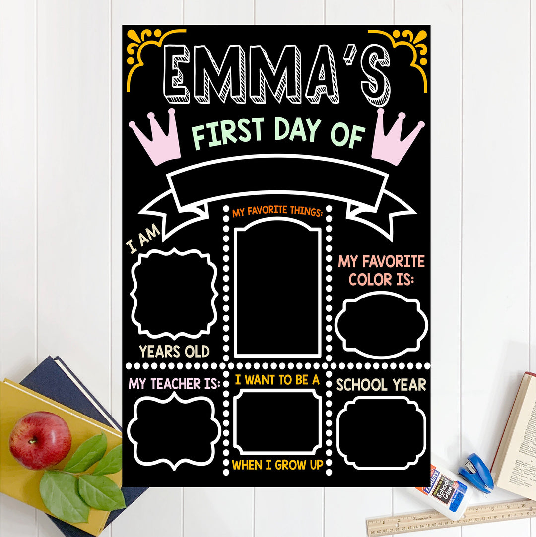 Personalized First Day of School Chalkboard Sign