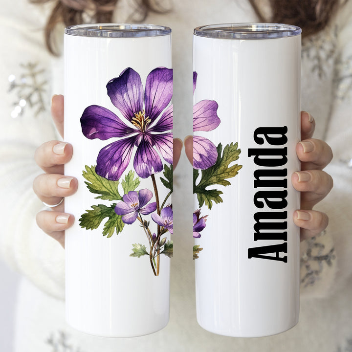 Personalized Birth month flower Cup Bridesmaid gift stainless steel tumbler with lid and straw Birthday&nbsp;Custom Birth flower gift for her