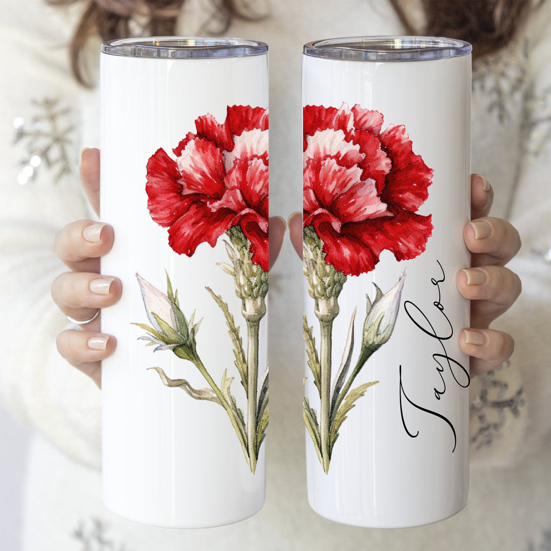 Personalized Birth month flower Cup Bridesmaid gift stainless steel tumbler with lid and straw Birthday&nbsp;Custom Birth flower gift for her